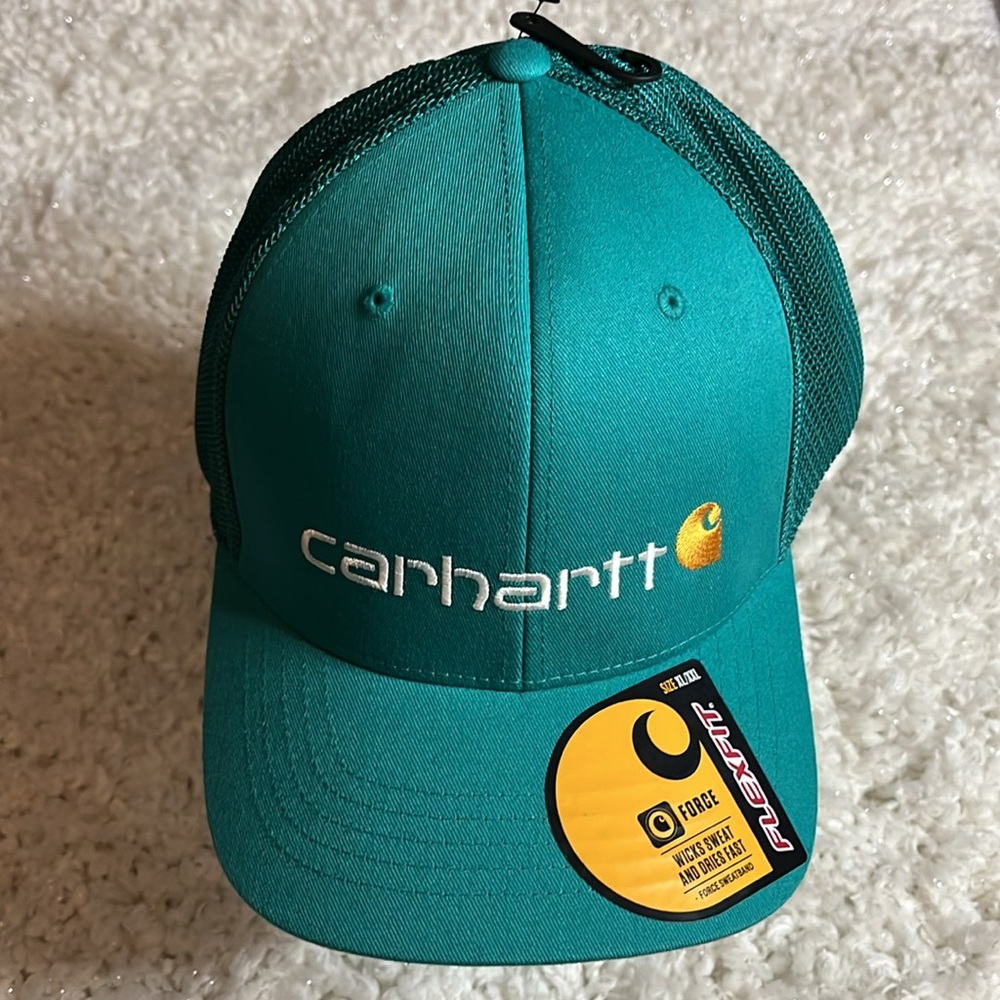 🧢NWT Carhartt Rugged Flex Fitted Canvas Mesh Logo Graphic Cap. Size XL-XXL